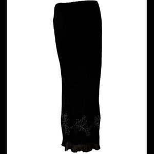Vintage 90s Black Bias-Cut Embellished Chiffon Skirt